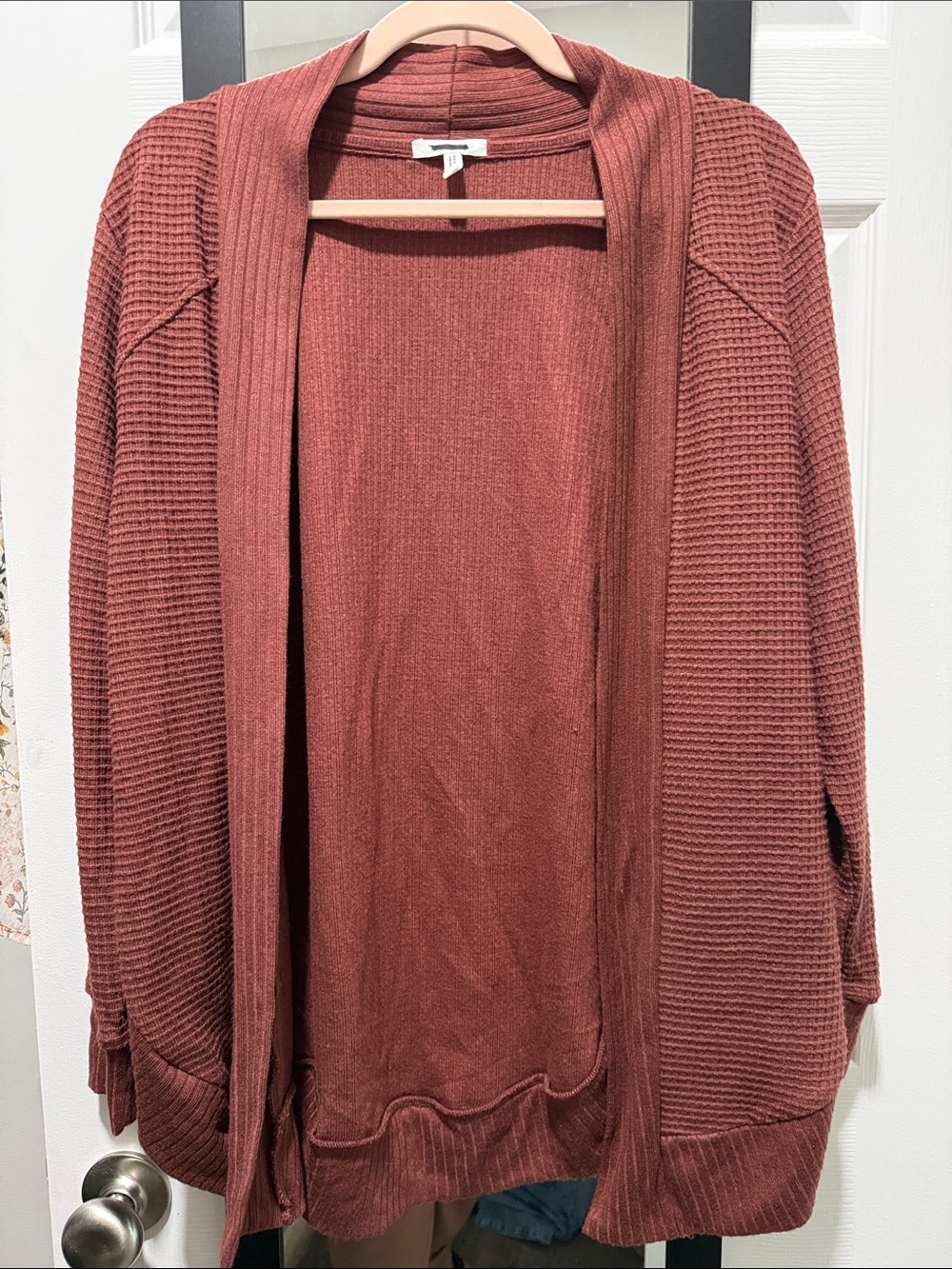 Maurice’s Women’s Open-Front Waffle Knit Cardigan Sweater - Rust